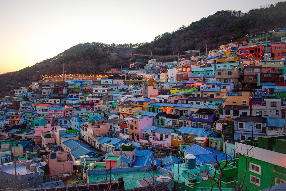 Colourful hillside houses at Gamcheon Culture Village, Busan, South Korea