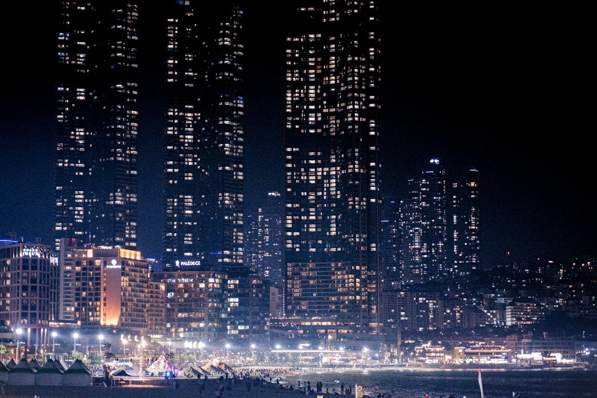 Suseong Lake in Daegu with evening reflections and waterfront restaurants