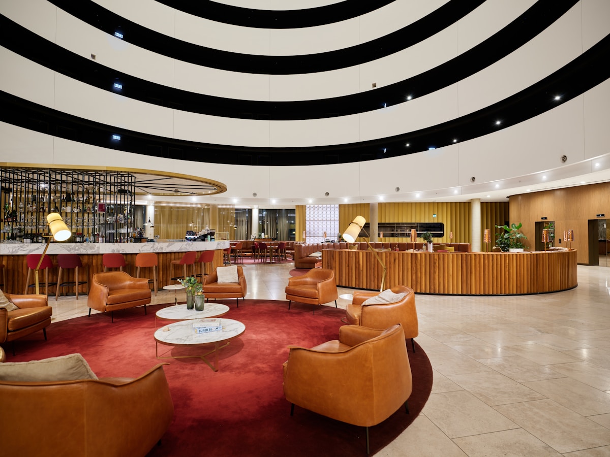 Hotel room with clean modern design and city view in Daejeon's Dunsan district