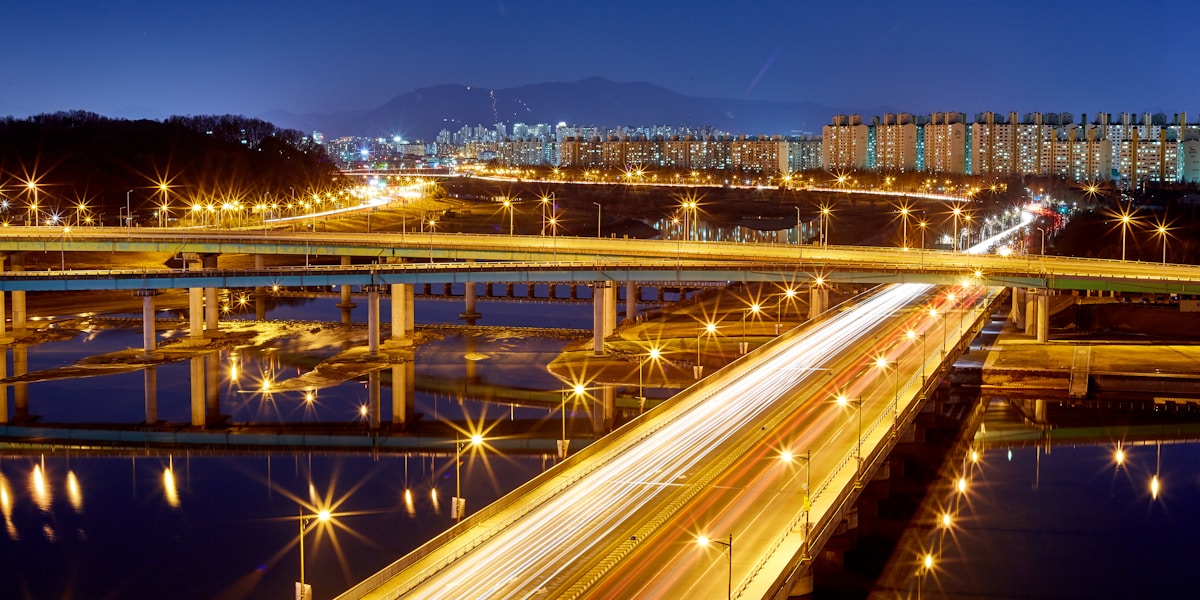 Yuseong district in Daejeon with hotel buildings and tree-lined spa resort streets