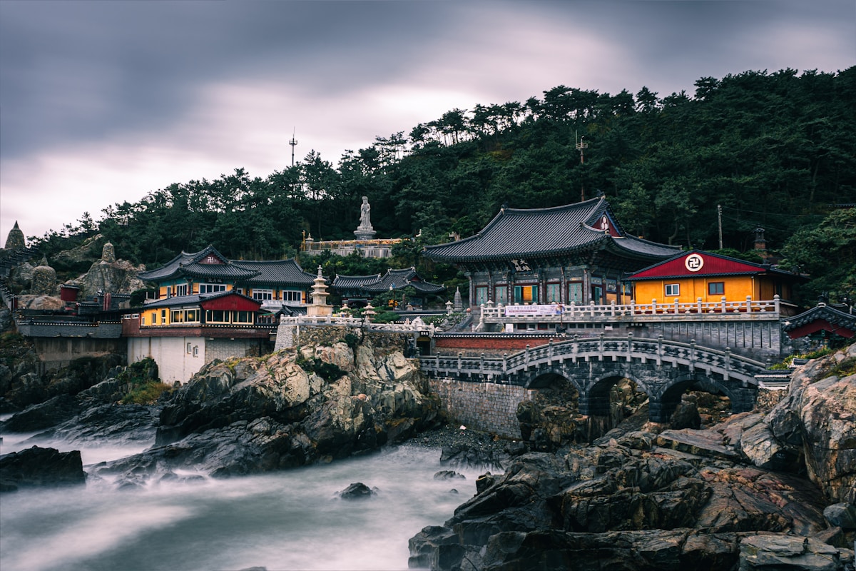 Haedong Yonggungsa Buddhist temple on the rocky coast in Busan, South Korea