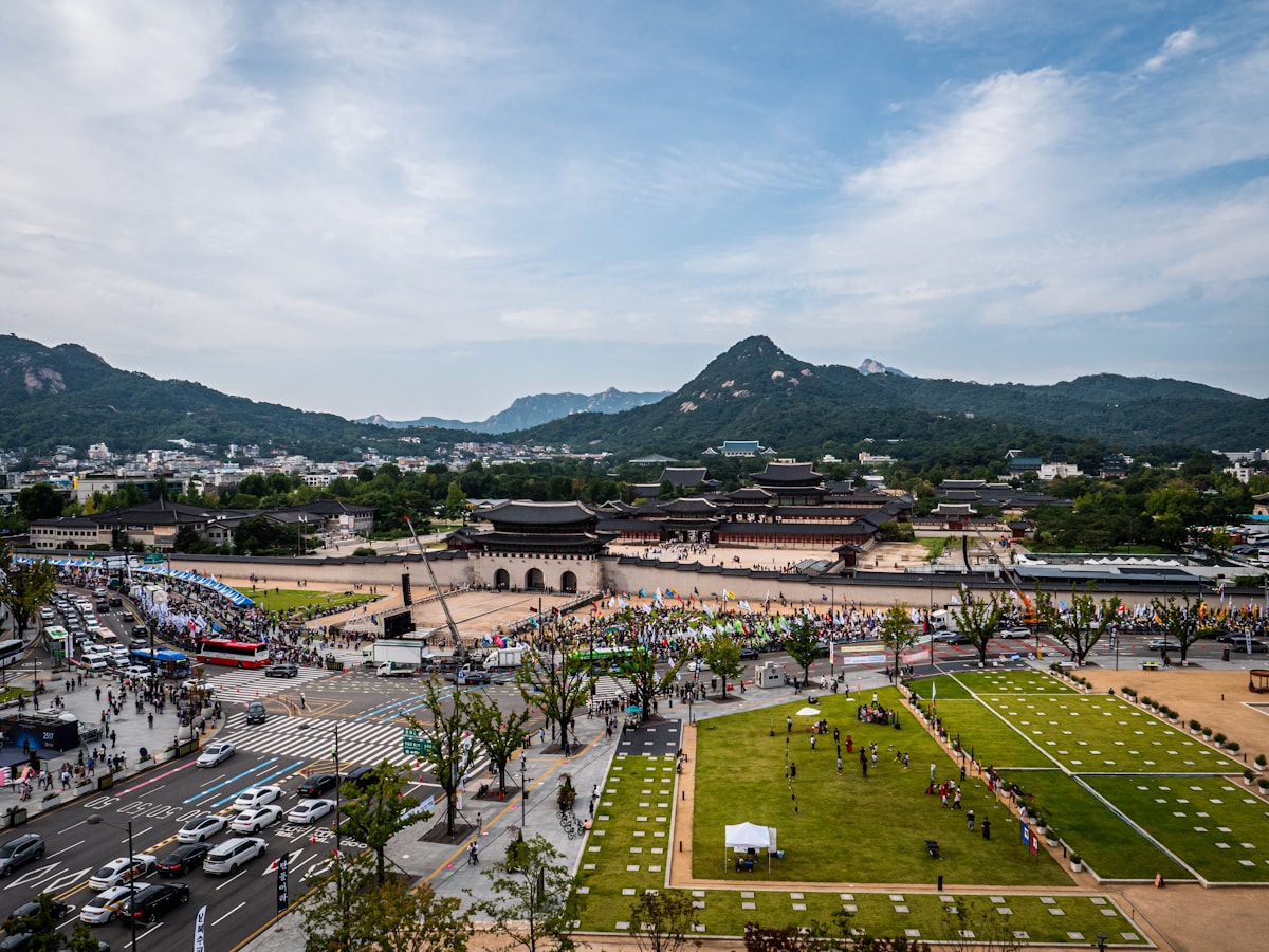 K-pop fans at an outdoor performance in Seoul
