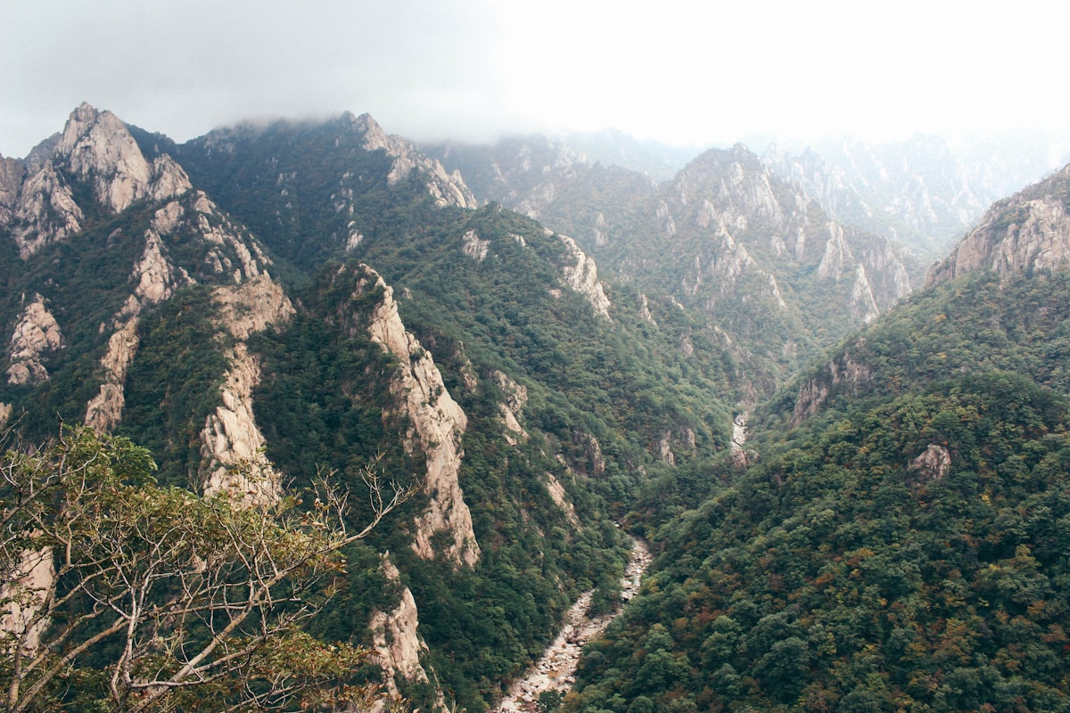 Mountain resort hotel room with large windows overlooking Seoraksan peaks near Sokcho